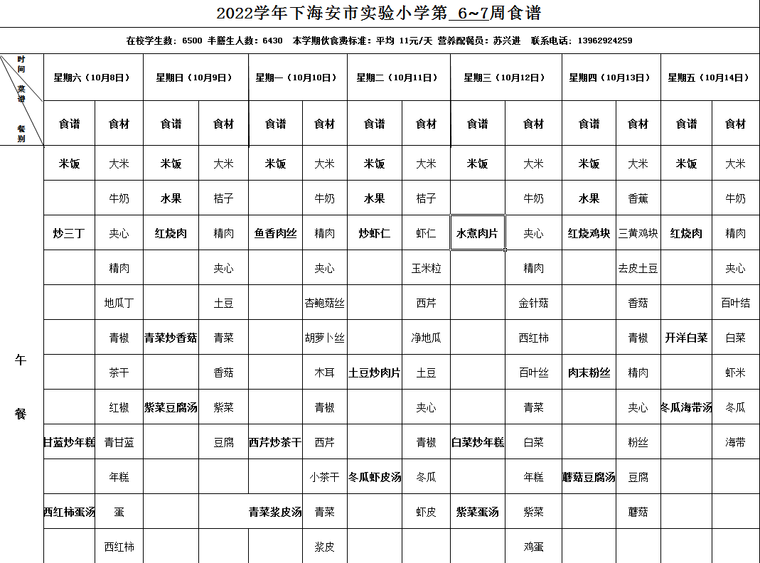 恒信彩2022下第6-7周营养菜单